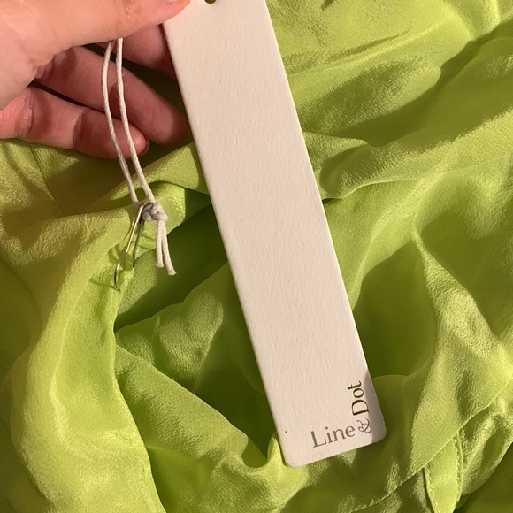 LINE & DOT BLOUSE SHIRT SHEER NEON GREEN TUNIC - Picture 5 of 5